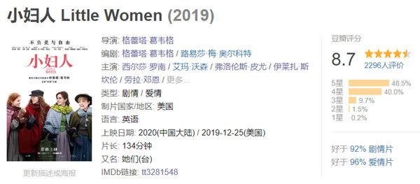 “文青”奥巴马爱看《小妇人》 冲奥佳作获各界名人盛赞